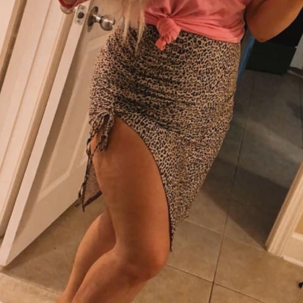 Ruched cheetah skirt